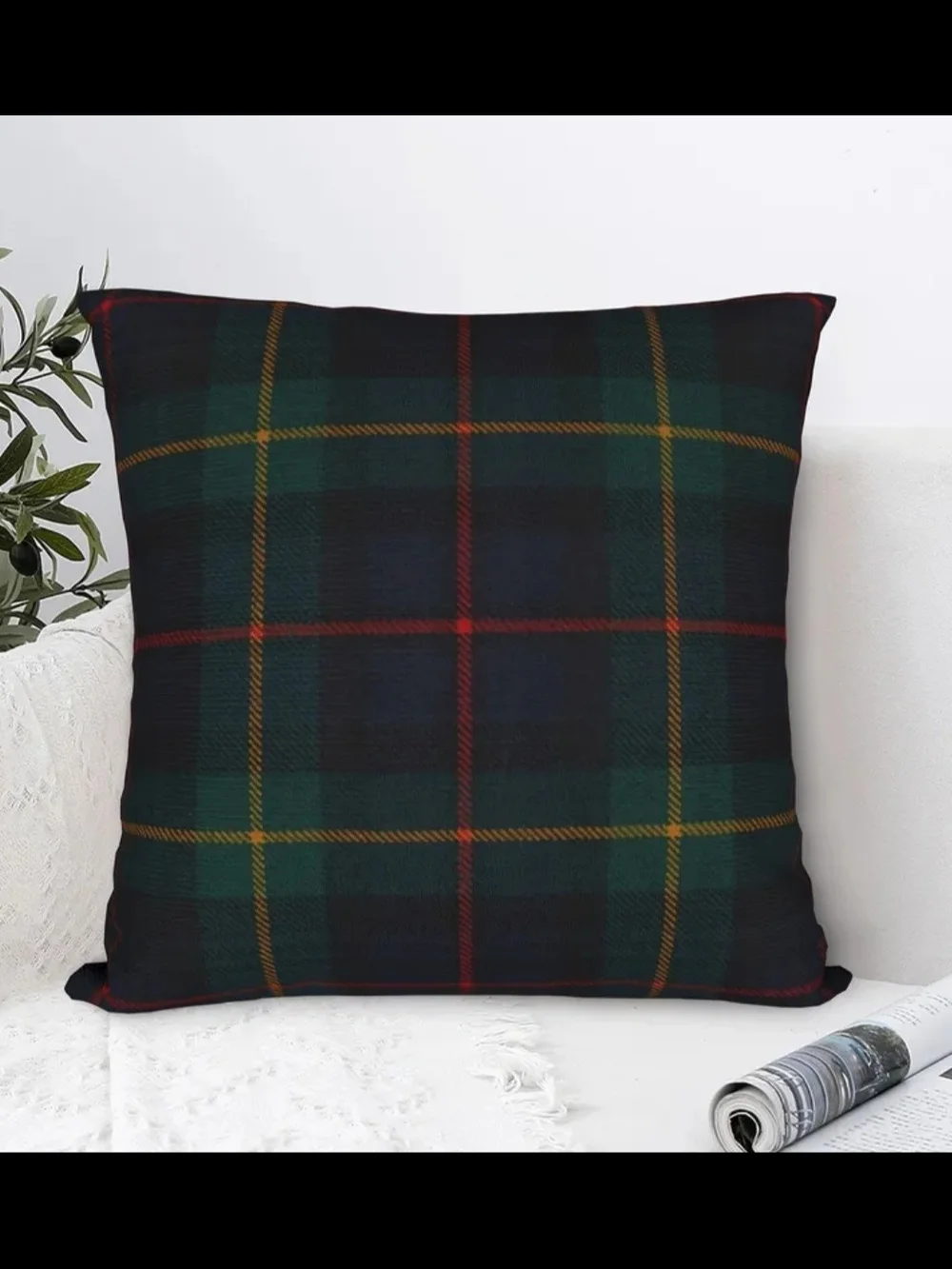 Plaid Green & Black  Throw Pillow - Beautiful